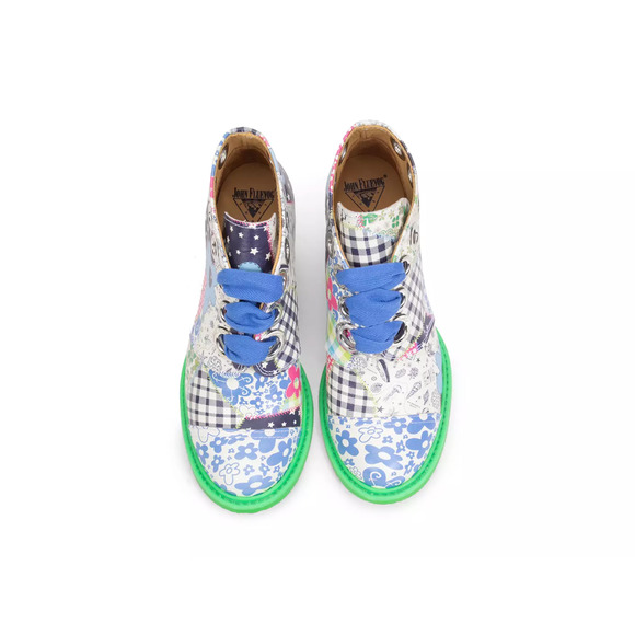 JOHN FLUEVOG East End Pandora Ankle Boot with Eyelets Patchwork - Picture 6 of 7